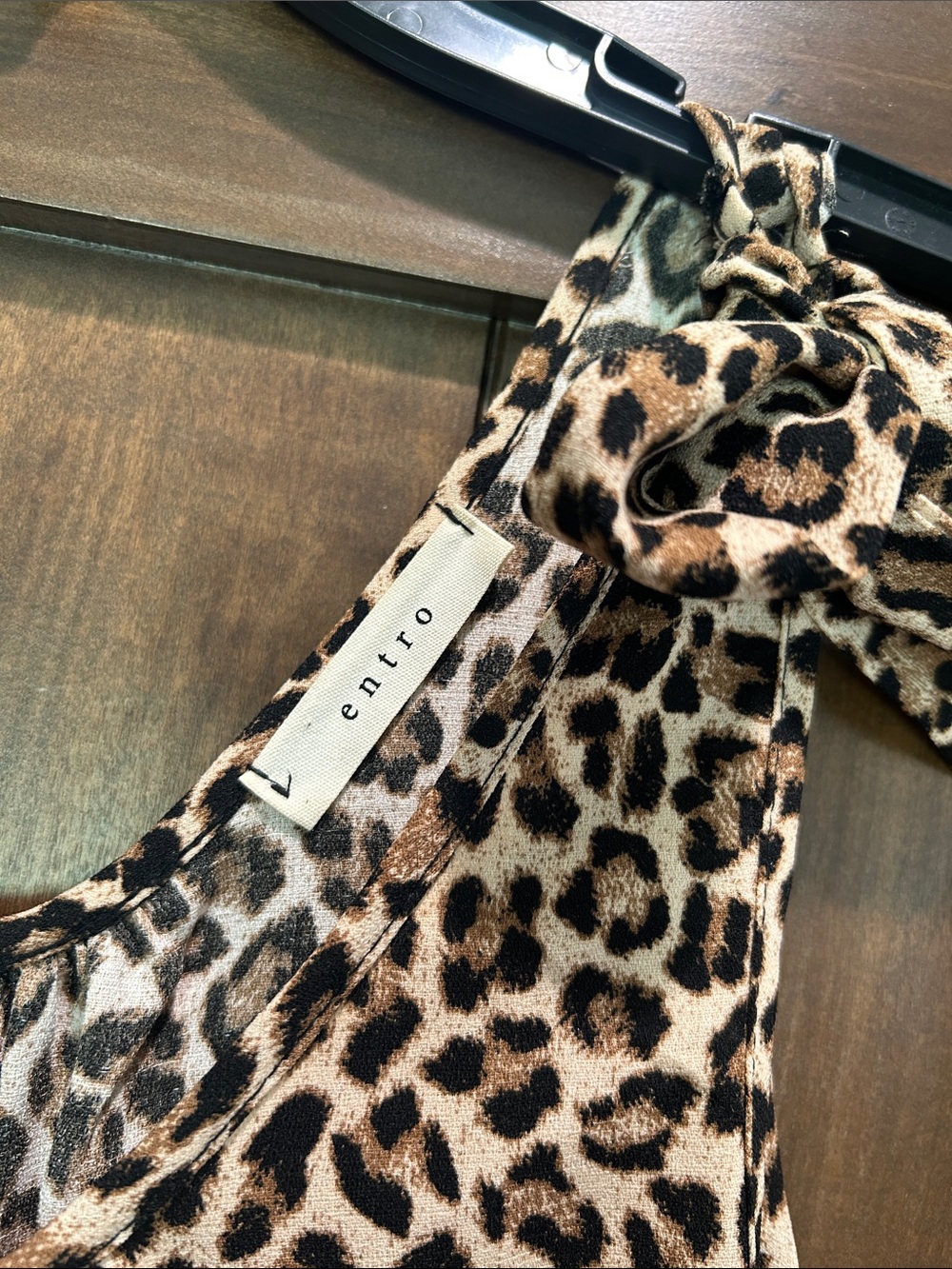 E720 ENTRO Leopard Print Tie-Shoulder Sundress Sz M - Picture 2 of 3
